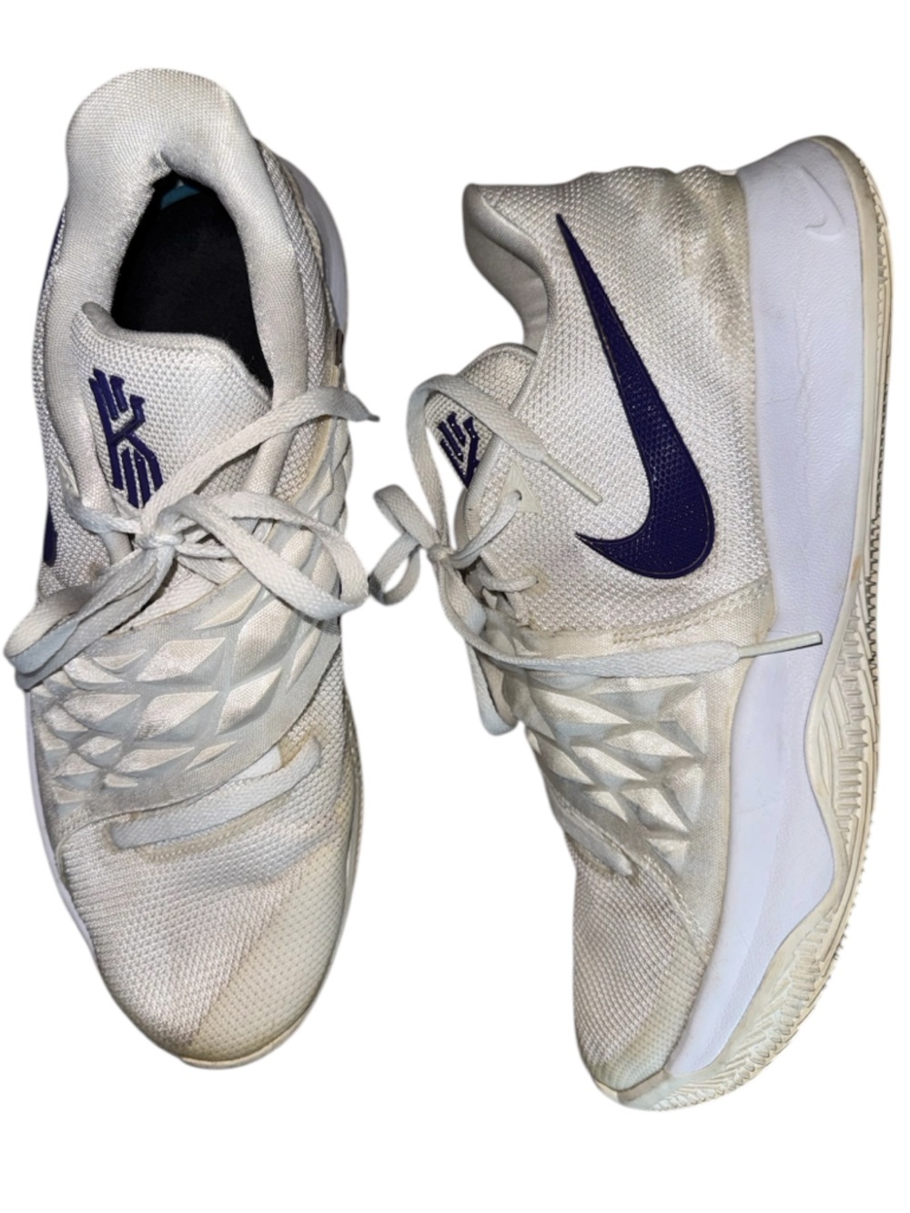 Nike White Basketball Shoes with Purple Swoosh 10